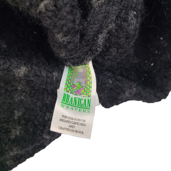 Branigan Weavers Cardigan Jacket Large Button Front Black Gray Wool - Picture 5 of 6